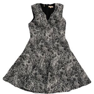 Rebecca Taylor Black and White Abstract Speckle Dress fit and Flare Dress